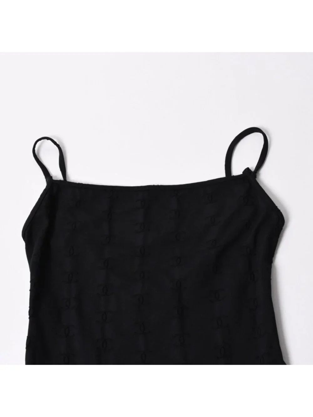 Chanel Camisole Jumpsuit CC Logo Nylon Spandex Black 40